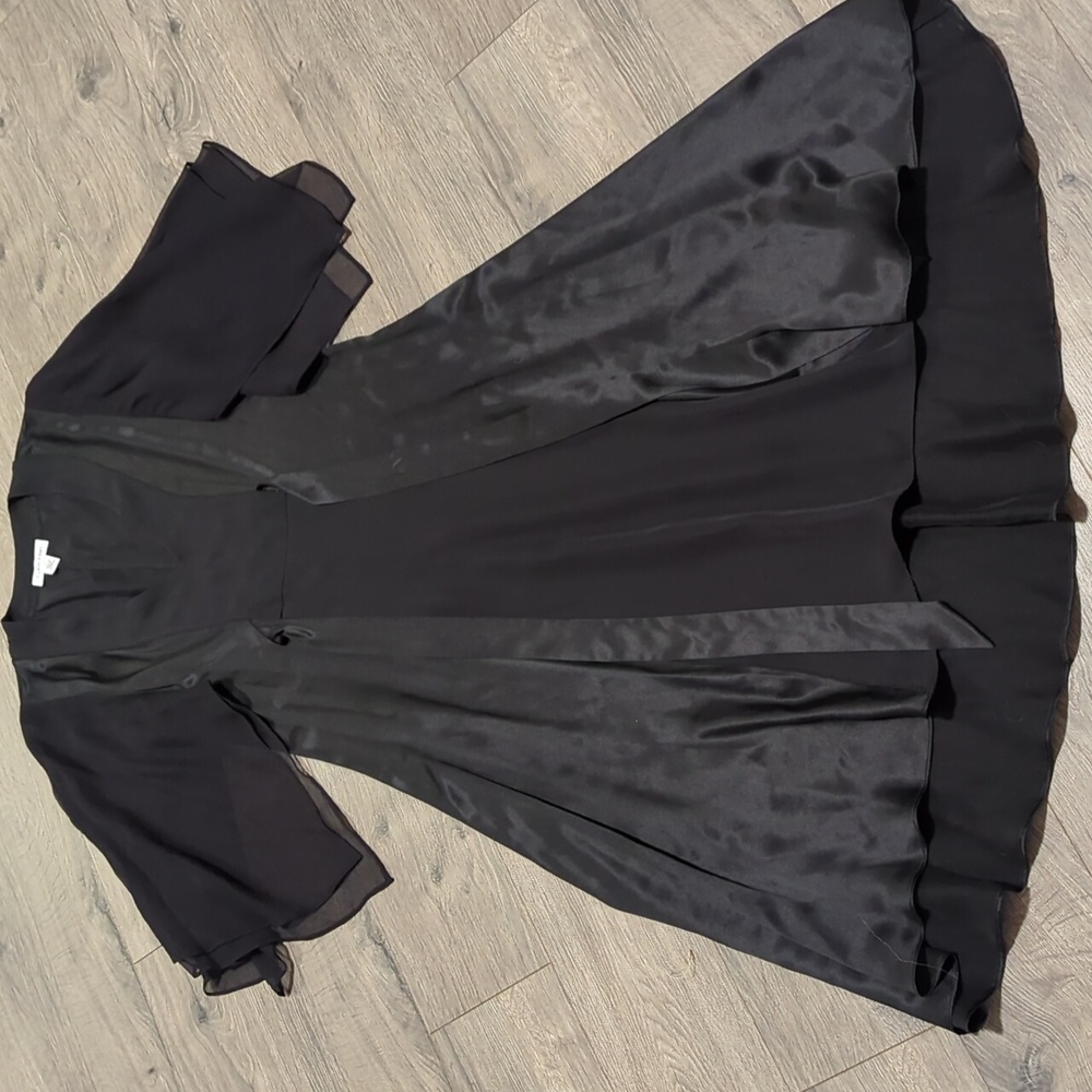Calvin Klein Silk Sheer-sleeved Midi Dress
